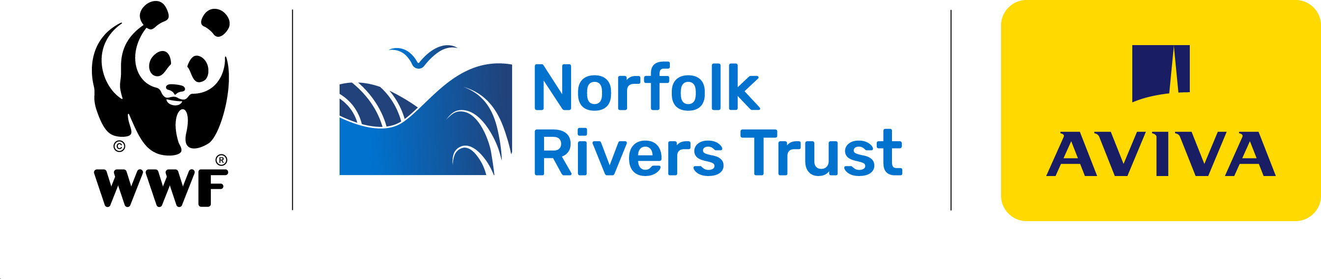 WWF, Norfolk Rivers Trust and Aviva logos