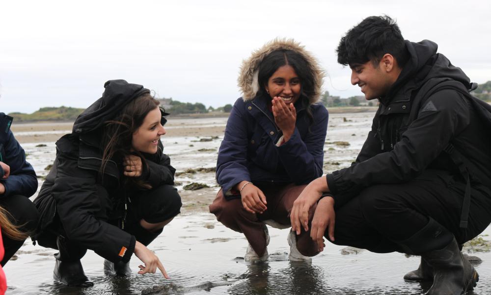 Youth Ambassadors on a beach in Scotland