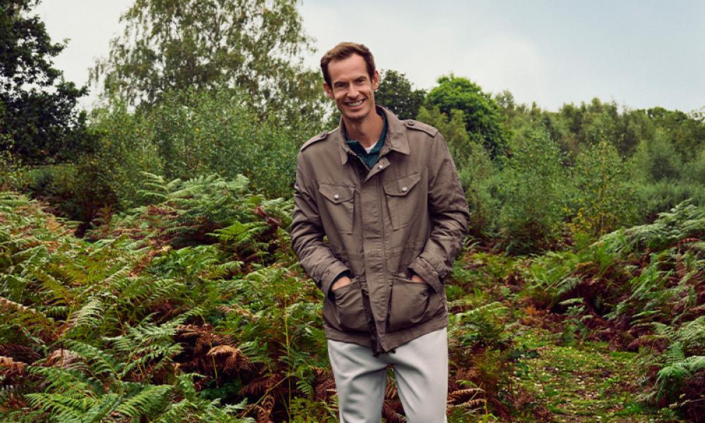 Andy Murray walking through the forest