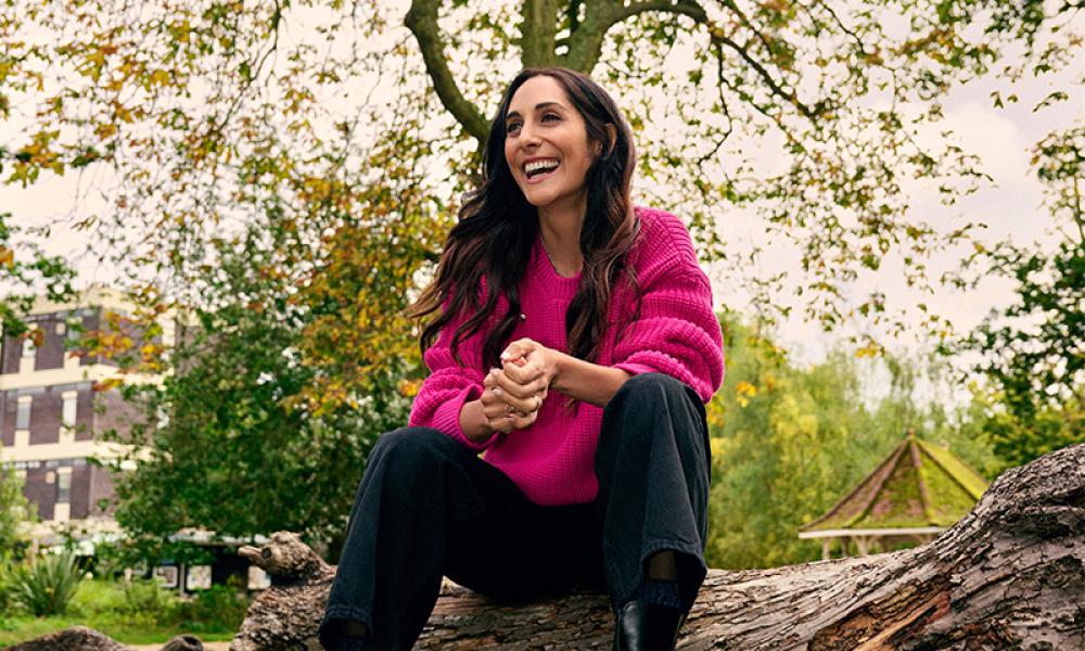Dr Sara Kayat at Walpole Park in West London sat in a tree stump