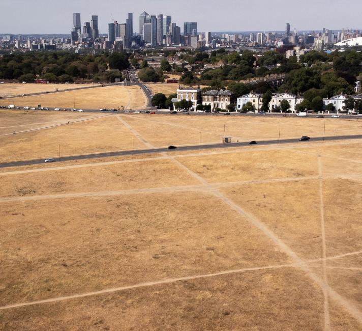 A view of Blackheath, London, 2022. As parched parts of England faced a hosepipe ban amid very dry conditions and ahead of another predicted heatwave.