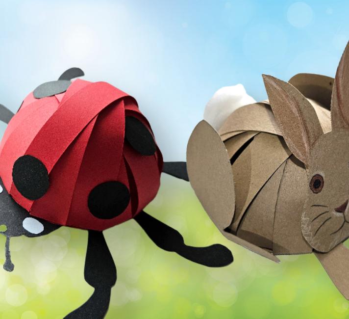 paper craft ladybird and bunny