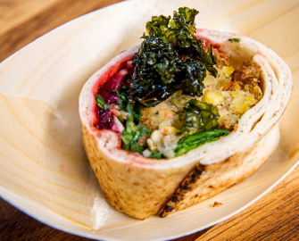 SPINACH & CHICKPEA FALAFEL WRAP WITH BEETROOT