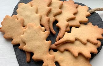 A plate of leaf shaped biscuits