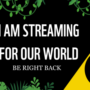 Livestream BRB screen, black and yellow tropical theme